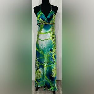 Josh & Jazz Sleeveless Beaded Satin Prom Dress - Multicolored- 9/10 - Used